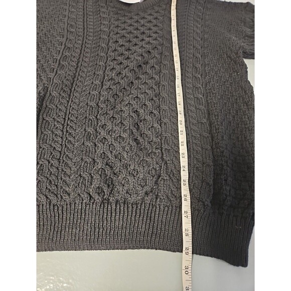 The Irish Store 100% Wool Aran Black Cable Knit Sweater Men's XL NWT - Picture 7 of 8